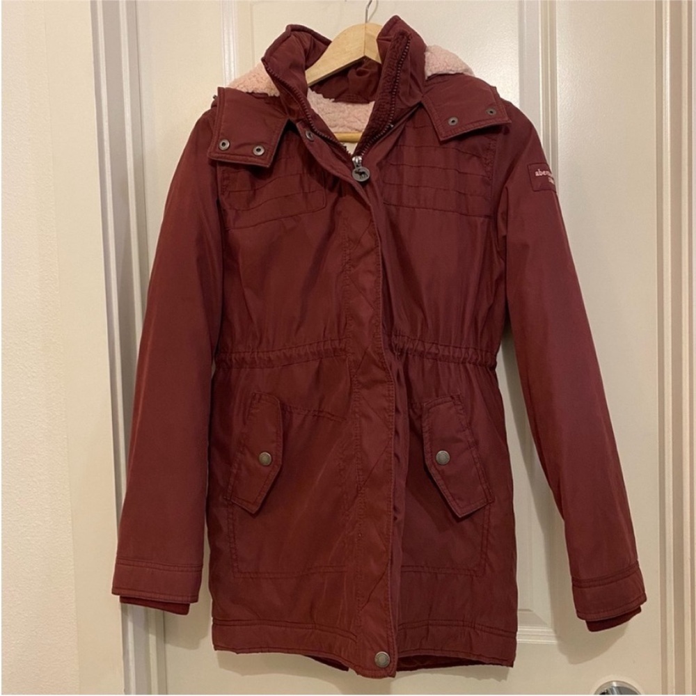 Vintage Abercrombie Kids coat jacket maroon sz 15/16 outdoor play cozy *flaws*